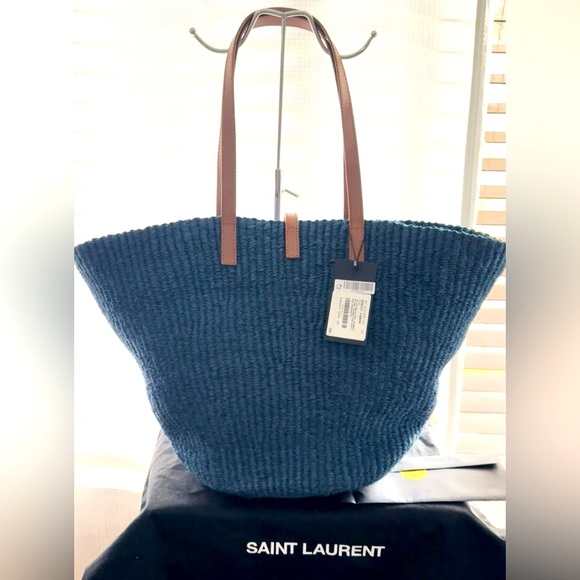 NWT Saint Laurent YSL Borsa A Mano Hobo Tote Bag In Blue/Orchid Brick - Picture 4 of 17